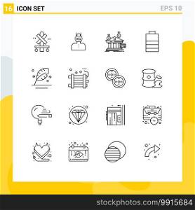 User Interface Pack of 16 Basic Outlines of feather, electric, weight, battery, financial Editable Vector Design Elements