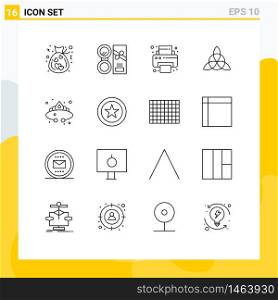 User Interface Pack of 16 Basic Outlines of jewelry, crown, powder, flower, celtic Editable Vector Design Elements