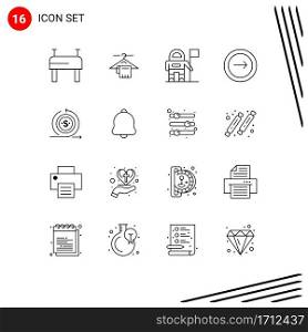 User Interface Pack of 16 Basic Outlines of on, investment, flag, business, mobile Editable Vector Design Elements