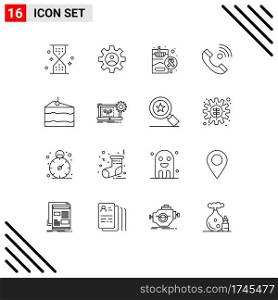 User Interface Pack of 16 Basic Outlines of outgoing, contact us, use, contact, smoking Editable Vector Design Elements