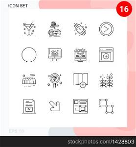 User Interface Pack of 16 Basic Outlines of signal, user, online, right, arrow Editable Vector Design Elements