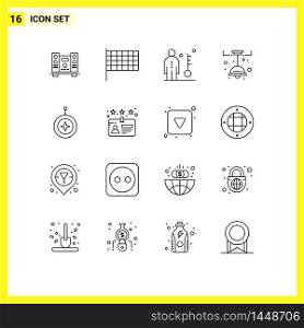 User Interface Pack of 16 Basic Outlines of star, decorate, human, light, kitchen Editable Vector Design Elements