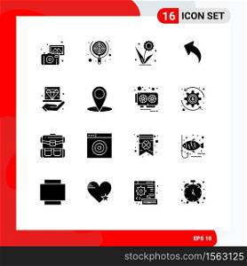 User Interface Pack of 16 Basic Solid Glyphs of business, up, money, arrow, nature Editable Vector Design Elements