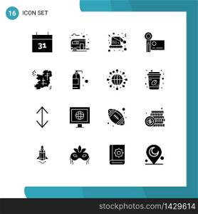 User Interface Pack of 16 Basic Solid Glyphs of ireland, recording, christmas, handycam, camcorder Editable Vector Design Elements