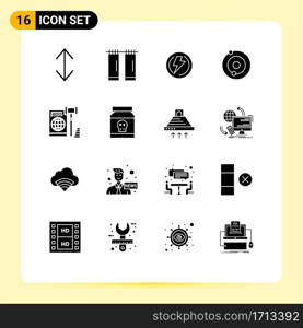 User Interface Pack of 16 Basic Solid Glyphs of law, eu, voltage, business, system Editable Vector Design Elements