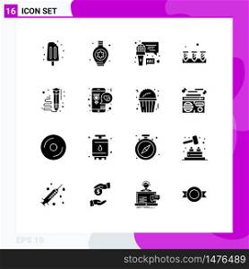 User Interface Pack of 16 Basic Solid Glyphs of learning, art, microphone, hardware, construction Editable Vector Design Elements
