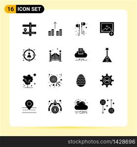 User Interface Pack of 16 Basic Solid Glyphs of select, head, headset, choose, new Editable Vector Design Elements