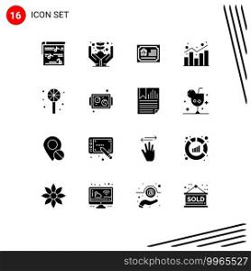 User Interface Pack of 16 Basic Solid Glyphs of statistics, report, plant, chart, estate Editable Vector Design Elements