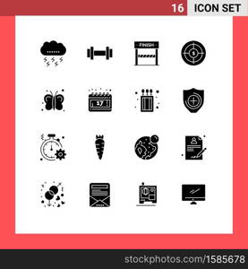 User Interface Pack of 16 Basic Solid Glyphs of target, finance, weight, business, game Editable Vector Design Elements