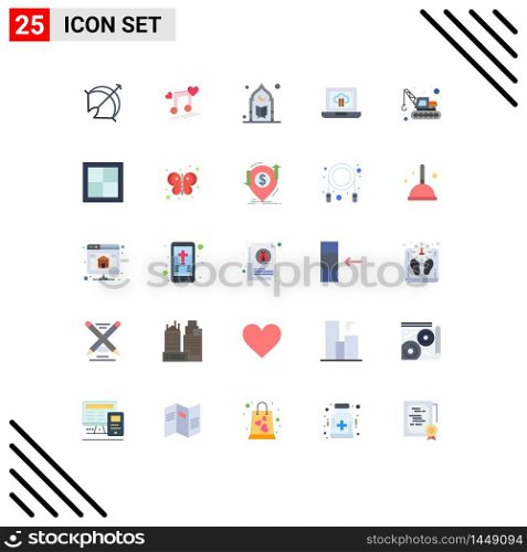 User Interface Pack of 25 Basic Flat Colors of badge, achievements, love, moon, mosque Editable Vector Design Elements