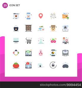 User Interface Pack of 25 Basic Flat Colors of business, protection, twitter, file, fire work Editable Vector Design Elements