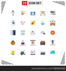 User Interface Pack of 25 Basic Flat Colors of cctv, box, creativity, puzzle, cube Editable Vector Design Elements