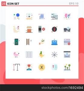 User Interface Pack of 25 Basic Flat Colors of cell, monitor, creative idea, computer, text list Editable Vector Design Elements