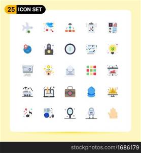 User Interface Pack of 25 Basic Flat Colors of clipboard, structure, letter, scheme, business Editable Vector Design Elements