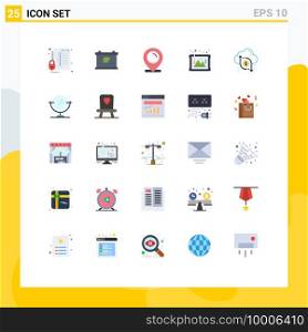 User Interface Pack of 25 Basic Flat Colors of data, history, location, arts, frame Editable Vector Design Elements