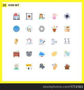 User Interface Pack of 25 Basic Flat Colors of entertainment, protection, camera, children, baby Editable Vector Design Elements