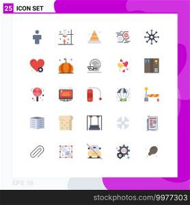 User Interface Pack of 25 Basic Flat Colors of hexagon, network, science lab, connect, road Editable Vector Design Elements