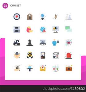 User Interface Pack of 25 Basic Flat Colors of lab, tube, green, ship, canoe Editable Vector Design Elements