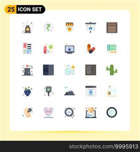 User Interface Pack of 25 Basic Flat Colors of marketing, business, inr, business, shopping Editable Vector Design Elements