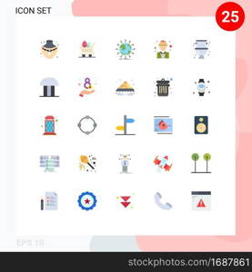 User Interface Pack of 25 Basic Flat Colors of mechanical, labour, student, labor, chief Editable Vector Design Elements