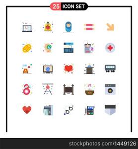 User Interface Pack of 25 Basic Flat Colors of right, arrow, security, holiday, candy Editable Vector Design Elements