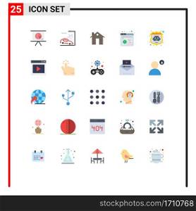 User Interface Pack of 25 Basic Flat Colors of robot database, settings, address, panel, construction Editable Vector Design Elements