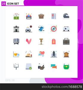 User Interface Pack of 25 Basic Flat Colors of safety, helmet, briefcase, freezer, refregerator Editable Vector Design Elements