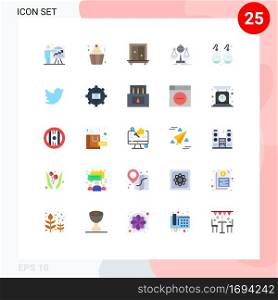 User Interface Pack of 25 Basic Flat Colors of scorecard, management, cupcakes, balanced, mirror Editable Vector Design Elements