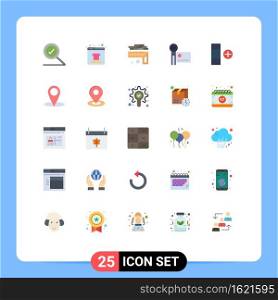 User Interface Pack of 25 Basic Flat Colors of table, cell, level, video camera, handycam Editable Vector Design Elements
