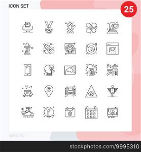 User Interface Pack of 25 Basic Lines of first aid, band aid, reputation, smoke, garbage Editable Vector Design Elements
