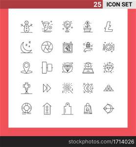 User Interface Pack of 25 Basic Lines of lite coin, coin, life, money, growth Editable Vector Design Elements