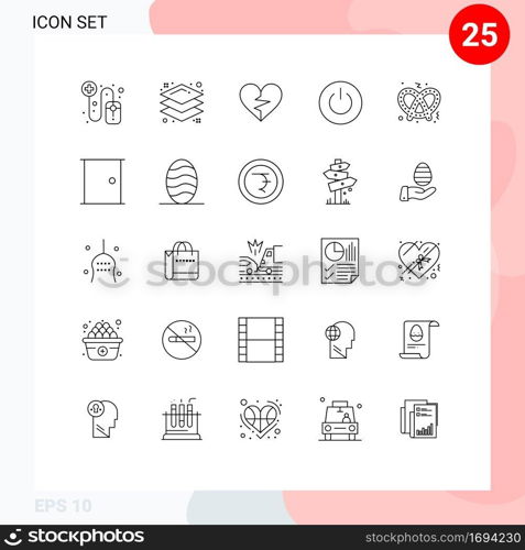 User Interface Pack of 25 Basic Lines of pretzel, user, like, ui, on Editable Vector Design Elements