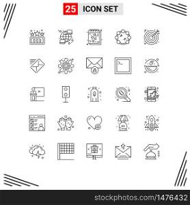 User Interface Pack of 25 Basic Lines of search, virtuoso, date, note, romantic Editable Vector Design Elements