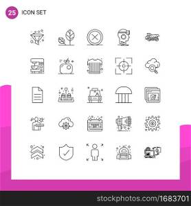 User Interface Pack of 25 Basic Lines of virtual, headset, cancel, googles, remove Editable Vector Design Elements