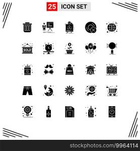User Interface Pack of 25 Basic Solid Glyphs of computers, warranty, businessman, product, insurance Editable Vector Design Elements