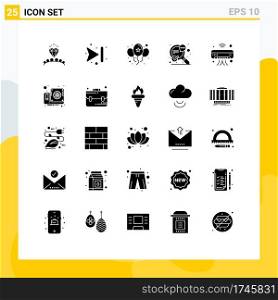 User Interface Pack of 25 Basic Solid Glyphs of internet of things, ac, celebrate, speech, seo Editable Vector Design Elements