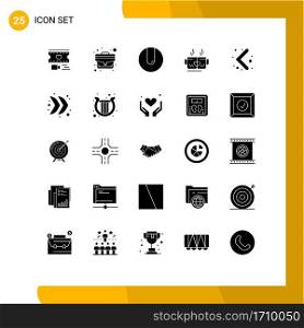 User Interface Pack of 25 Basic Solid Glyphs of left, wedding, ball, heart, cup Editable Vector Design Elements