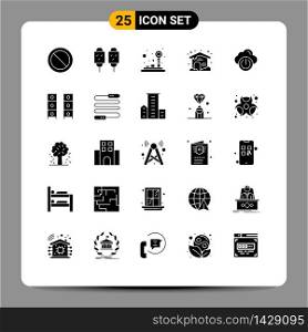 User Interface Pack of 25 Basic Solid Glyphs of network, cloud, control, cloudy, home Editable Vector Design Elements