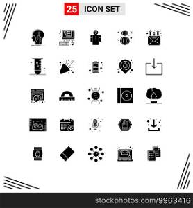 User Interface Pack of 25 Basic Solid Glyphs of woman, happy, percent, eight march, open Editable Vector Design Elements