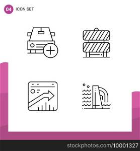 User Interface Pack of 4 Basic Filledline Flat Colors of add, arrow, plus, caution, growth Editable Vector Design Elements