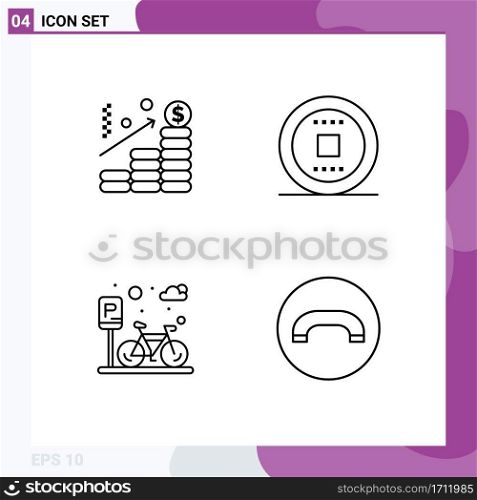 User Interface Pack of 4 Basic Filledline Flat Colors of analysis, park, graph, stop, road Editable Vector Design Elements