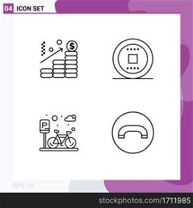User Interface Pack of 4 Basic Filledline Flat Colors of analysis, park, graph, stop, road Editable Vector Design Elements