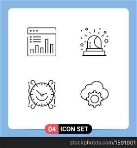 User Interface Pack of 4 Basic Filledline Flat Colors of analysis, time, graph, emergency, decorate Editable Vector Design Elements
