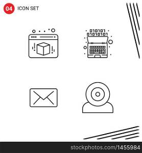 User Interface Pack of 4 Basic Filledline Flat Colors of box, message, artificial, intelligence, devices Editable Vector Design Elements