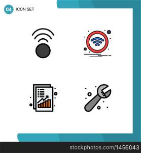User Interface Pack of 4 Basic Filledline Flat Colors of connection, increase, technology, sign, revenue Editable Vector Design Elements