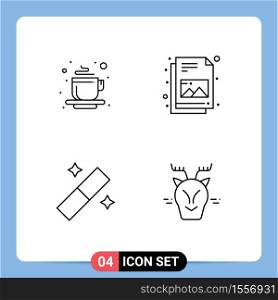 User Interface Pack of 4 Basic Filledline Flat Colors of cup, tool, tea place, picture, arctic Editable Vector Design Elements