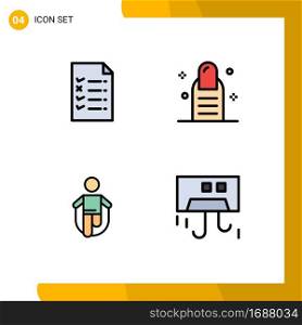 User Interface Pack of 4 Basic Filledline Flat Colors of document, rope, beauty, activity, air Editable Vector Design Elements