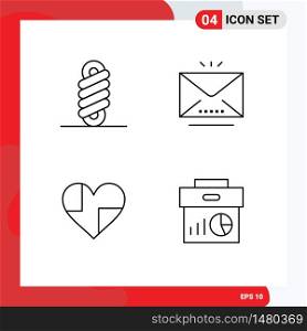 User Interface Pack of 4 Basic Filledline Flat Colors of double, like, email, open, chocolate Editable Vector Design Elements