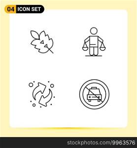 User Interface Pack of 4 Basic Filledline Flat Colors of ecology, law, plant, conclusion, recycling Editable Vector Design Elements