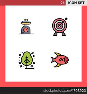 User Interface Pack of 4 Basic Filledline Flat Colors of machine, nature, weight, investment, tree Editable Vector Design Elements